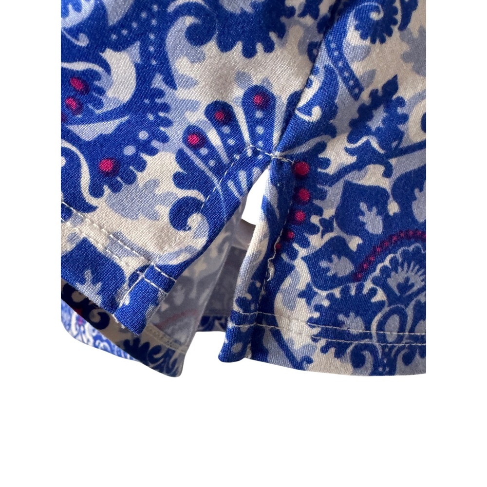 Tranquility by Curation+Clothing Blue White Damask Print A Line Skirt Medium - Picture 3 of 8